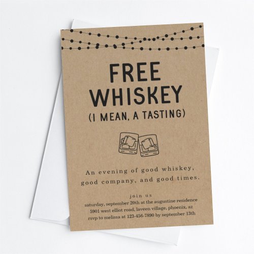 Fun Funny Free Whiskey Tasting Party Invitation
