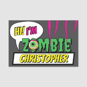 Fun Funny ‘Hi I’m Zombie Personalized’ Halloween  Name Tag
