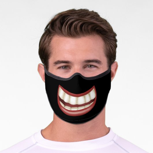 Fun Funny Perfect Big Smile Showing Teeth Premium Face Mask (Worn)