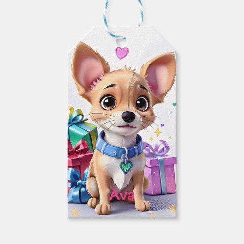 Fun Fur_ever Lucky Chihuahua Puppy  Colorful Gift Gift Tags