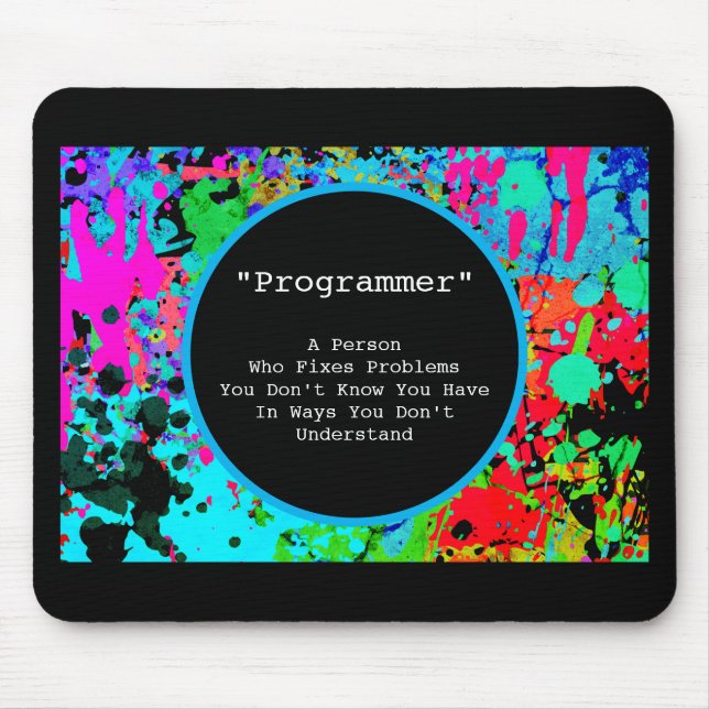 Fun Gag Gift for Programmers Abstract Splatter Art Mouse Pad (Front)