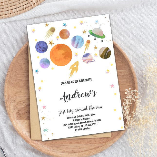 Fun Galaxy Party Theme for Kids Invitation (Outer Space Planets Invitations)