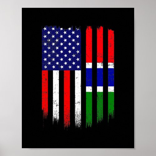 Fun Gambia Flag American Flag Men Women Kid Poster