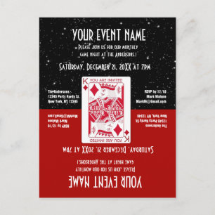 Fun Game Night, Monte Carlo Look Invitation Postcard