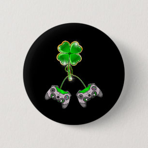 Fun Gamer Gaming St Patricks Day Video Game Shamro Button