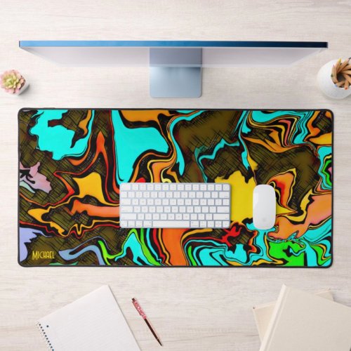 Fun Gamer Modern Abstract Distressed Colorful  Desk Mat