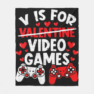 Fun Gamer Valentines Day Boys Vis for Video Games Fleece Blanket