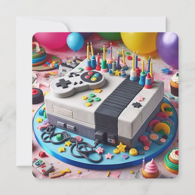 FUN GAMERS THEME  KIDS BIRTHDAY CAKE CARD (Front)