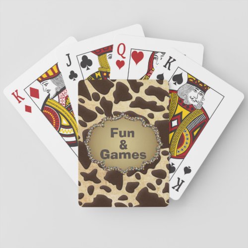 Fun  Games Brown  Gold Animal Print Playing Cards