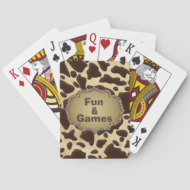 Fun & Games Brown & Gold Animal Print Poker Cards (Back)