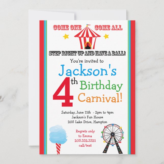Fun & Games Carnival Party Invitation (Primary) (Front)