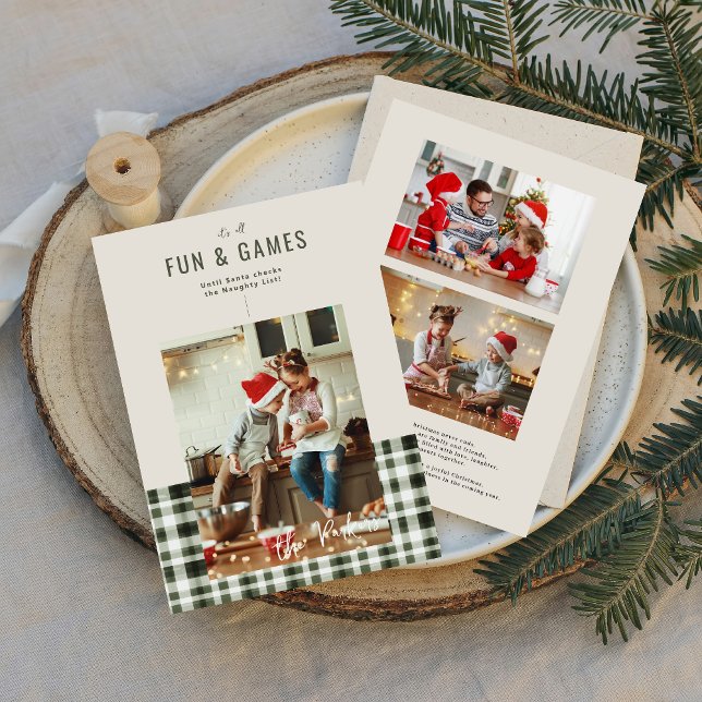 Fun & Games Christmas | Personalized 3 Photo  Holiday Card (Creator Uploaded)