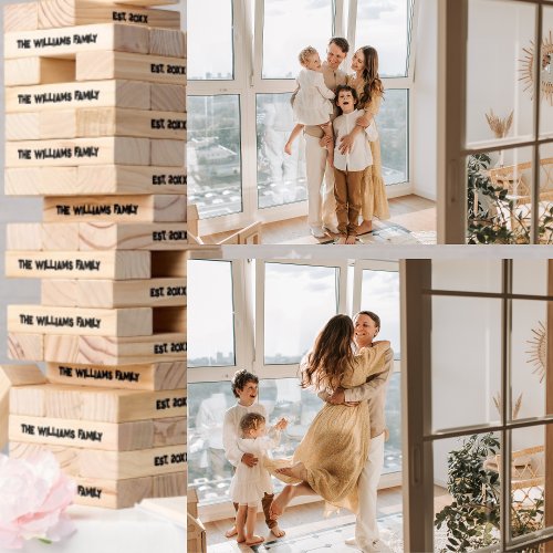 Fun  Games for All Rustic Wood Family Name  Topple Tower