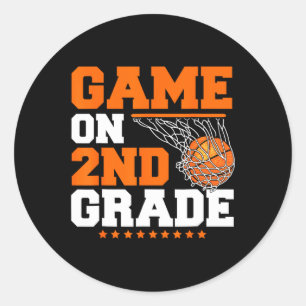 Fun Games On Second Grade Basketball First Day Of Classic Round Sticker