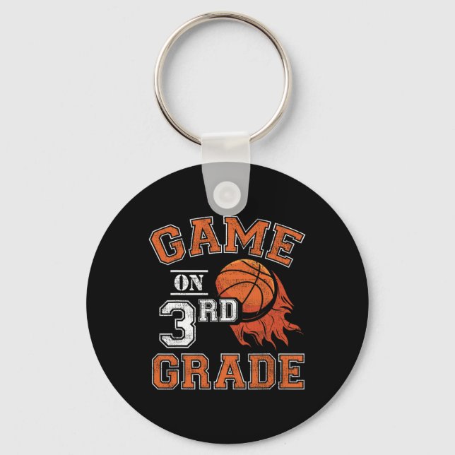 Fun Games On Third Grade Basketball First Day Of S Keychain (Front)