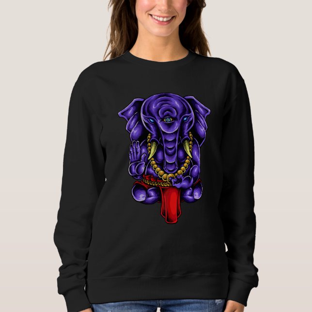 Fun Ganesha  Elephant Headed Hindu God Of Begining Sweatshirt (Front)