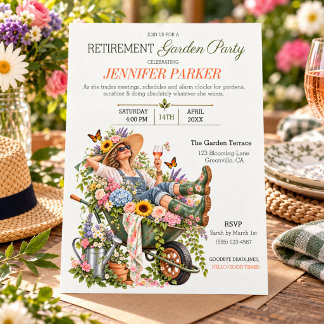 Fun Gardening Retirement Garden Party Invitation