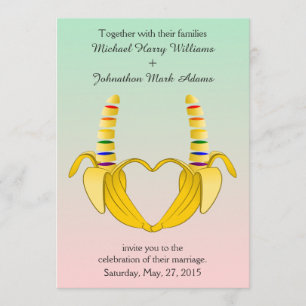 Fun Gay Banana Heart Wedding Invitation