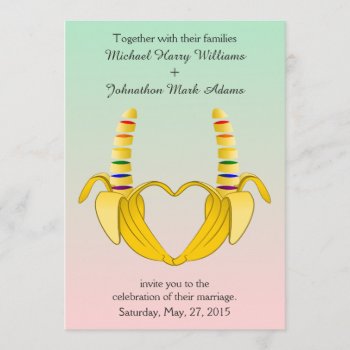Fun Gay Banana Heart Wedding Invitation by Piedaydesigns at Zazzle