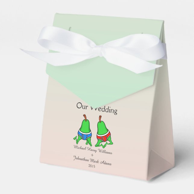 Fun Gay Pair or Pears Wedding Favor Boxes (Front Side)