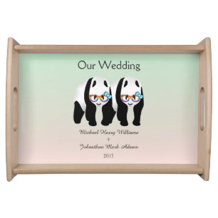 Fun Gay Panda Bears Wedding Keepsake Serving Tray