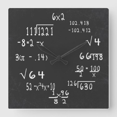 Fun Geek Math Square Wall Clock