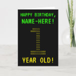 [ Thumbnail: Fun, Geeky, Nerdy "1 Year Old!" Birthday Card ]
