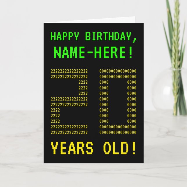 Fun, Geeky, Nerdy "20 YEARS OLD!" Birthday Card (Front)