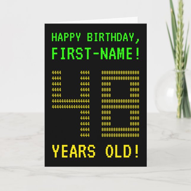 Fun, Geeky, Nerdy "48 YEARS OLD!" Birthday Card (Front)