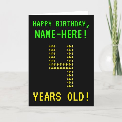 Fun Geeky Nerdy 4 YEARS OLD Birthday Card