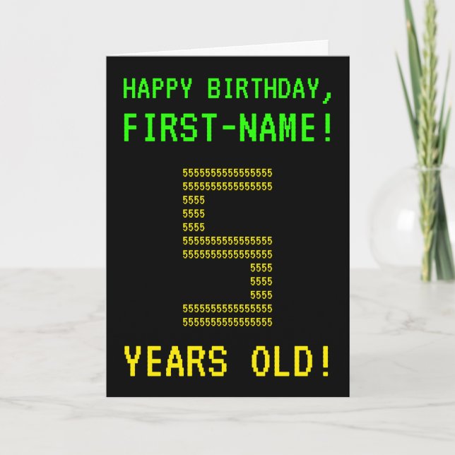 Fun, Geeky, Nerdy "5 YEARS OLD!" Birthday Card (Front)