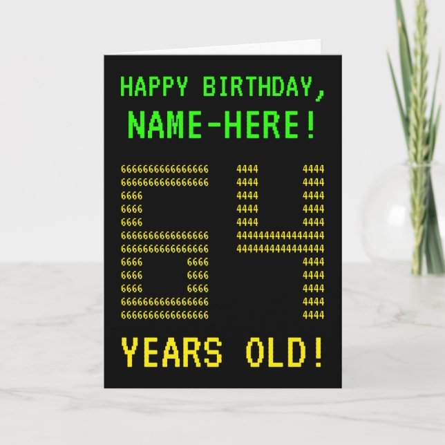 Fun, Geeky, Nerdy "64 YEARS OLD!" Birthday Card (Front)