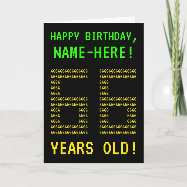 Fun, Geeky, Nerdy "66 YEARS OLD!" Birthday Card (Front)