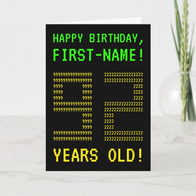 Fun, Geeky, Nerdy "92 YEARS OLD!" Birthday Card (Front)