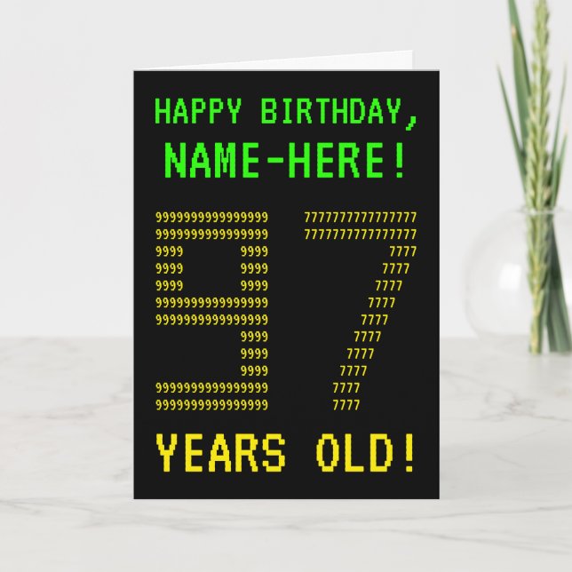Fun, Geeky, Nerdy "97 YEARS OLD!" Birthday Card (Front)