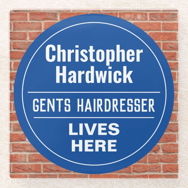 Fun Gents Hairdresser Wall Plaque Style Glass Coaster (Front)
