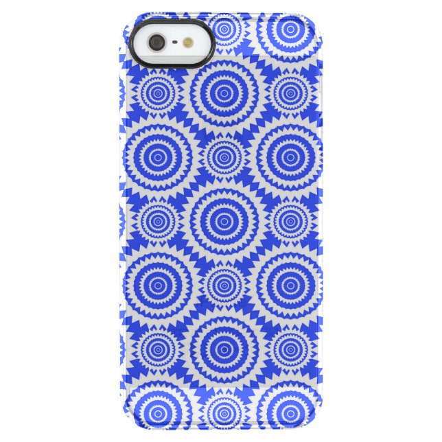Fun Geometric Circles Blue White Stylish Pattern Uncommon iPhone Case (Back)