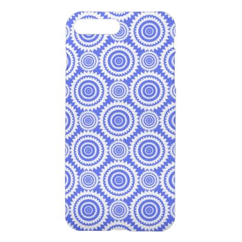 Fun Geometric Circles Blue White Stylish Pattern Iphone 8 Plus/7 Plus Case by MHDesignStudio at Zazzle
