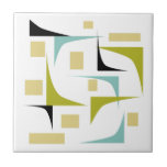 Fun Geometric Corners Mid Century Modern Ceramic Tile<br><div class="desc">Add a pop of color to your tile work with this funky corners and rectangles mid-century modern ceramic tile. It features the fun colors of aqua blue,  avocado green,  yellow,  and black.</div>