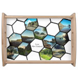 Fun Geometric Hexagon Custom Holiday Collage Serving Tray