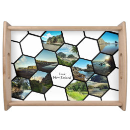 Fun Geometric Hexagon Custom Holiday Collage Serving Tray