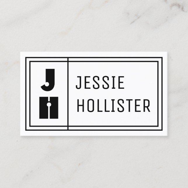 Fun Geometric Modern Initials & Name Business Card (Front)