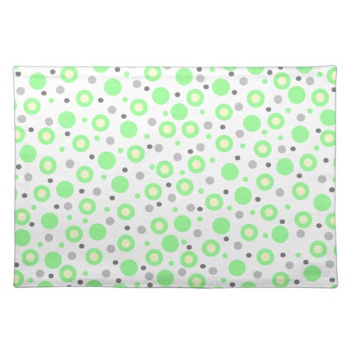 Fun Geometric Polka Dots Green Cream Grey Cloth Placemat