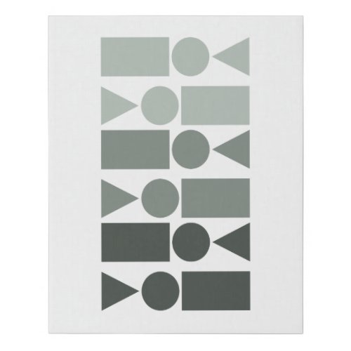 Fun Geometric Shapes Design in Gray Ombre Faux Canvas Print