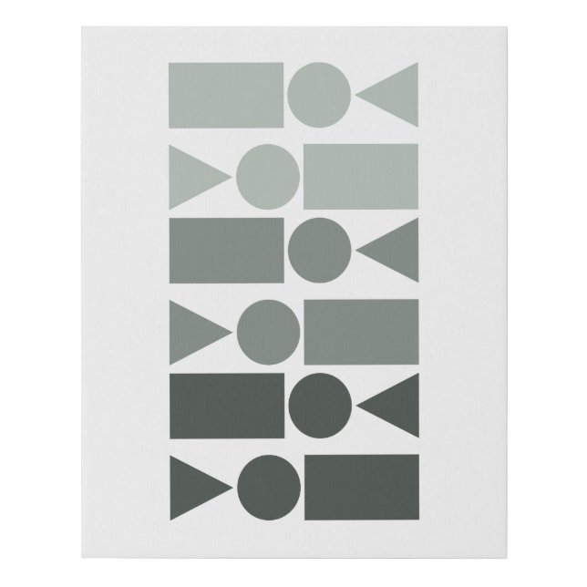 Fun Geometric Shapes Design in Gray Ombre Faux Canvas Print (Front)