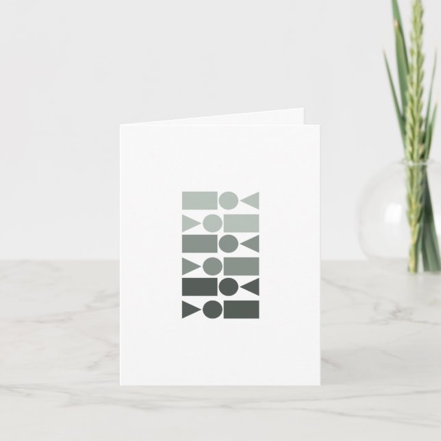 Fun Geometric Shapes Design in Gray Ombre Note Card (Front)
