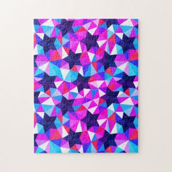 Fun Geometric Stars And Triangles All Occasion Jigsaw Puzzle by UniqueChristmasGifts at Zazzle