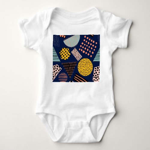 Fun Geometry Abstract Multicolor Pattern Baby Bodysuit