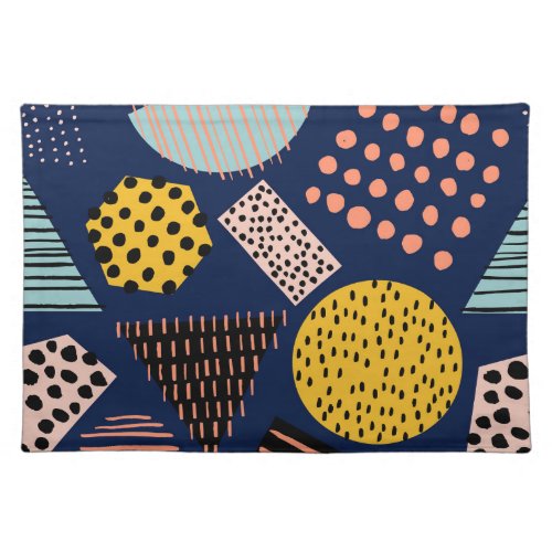 Fun Geometry Abstract Multicolor Pattern Cloth Placemat