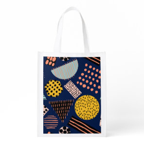 Fun Geometry: Abstract Multicolor Pattern Grocery Bag